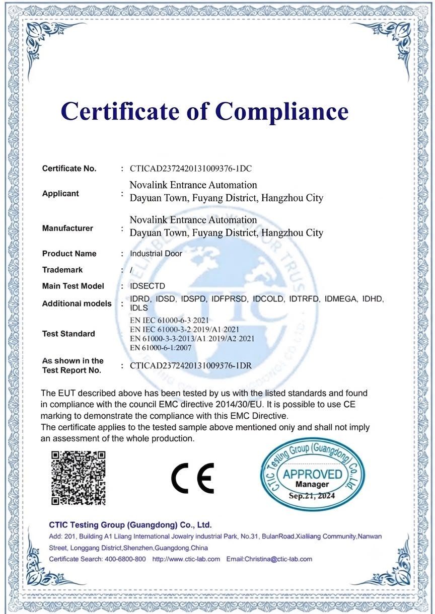 Novalink CE Certificate of Compliance